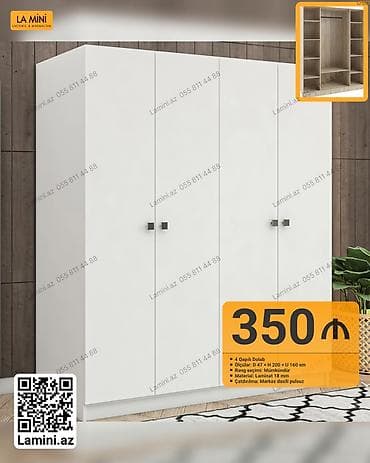 4 qapılı şkaf – lakonik və minimalist dizayn - Ölçülər: dərinlik 47 lalafo.az -da 4 qapılı şkaf – lakonik və minimalist dizayn - Ölçülər: dərinlik 47