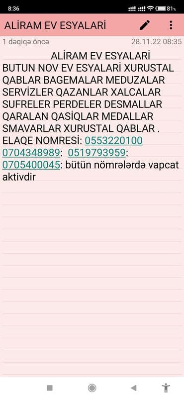 ALİRAM EV ESYALARİ YUKSEK QİYMETE lalafo.az -da ALİRAM EV ESYALARİ YUKSEK QİYMETE