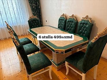 Klassik üslubda yemək otağı dəsti: - Masa: mərmərə bənzər səthli lalafo.az -da Klassik üslubda yemək otağı dəsti: - Masa: mərmərə bənzər səthli