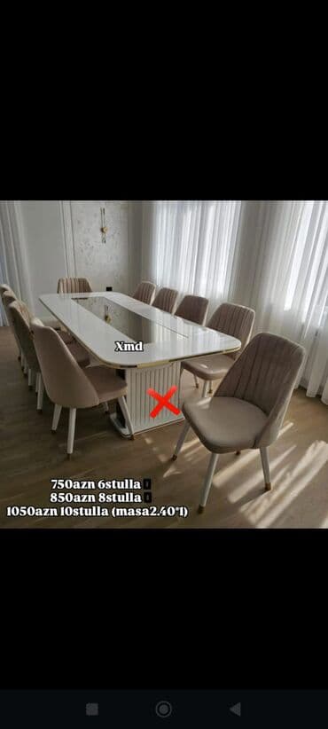 Qonaq otağı üçün, Açılmayan, Dördbucaq masa, 6 stul lalafo.az -da Qonaq otağı üçün, Açılmayan, Dördbucaq masa, 6 stul