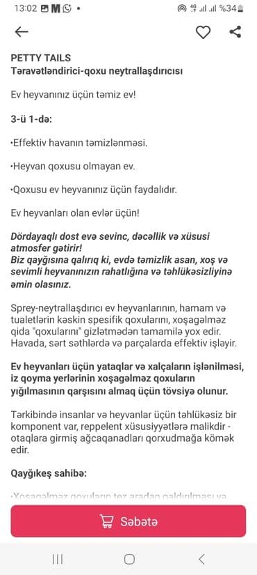 PETTI TAILS Pet-Safe Home Cleaning – 3‑ü 1‑də təravətləndirici və qoxu lalafo.az -da PETTI TAILS Pet-Safe Home Cleaning – 3‑ü 1‑də təravətləndirici və qoxu