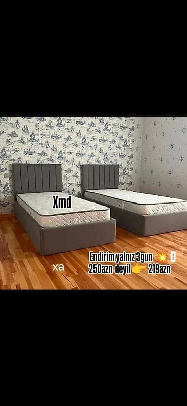 İki ədəd tək nəfərlik çarpayı dəsti – başlıq, baza və döşək ilə. - at lalafo.az İki ədəd tək nəfərlik çarpayı dəsti – başlıq, baza və döşək ilə. -