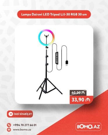 🔥 Lampa Dairəvi LED Studiya İşığı Tripod LJJ-30 RGB 30 sm ✅ Brend: No lalafo.az -da 🔥 Lampa Dairəvi LED Studiya İşığı Tripod LJJ-30 RGB 30 sm ✅ Brend: No