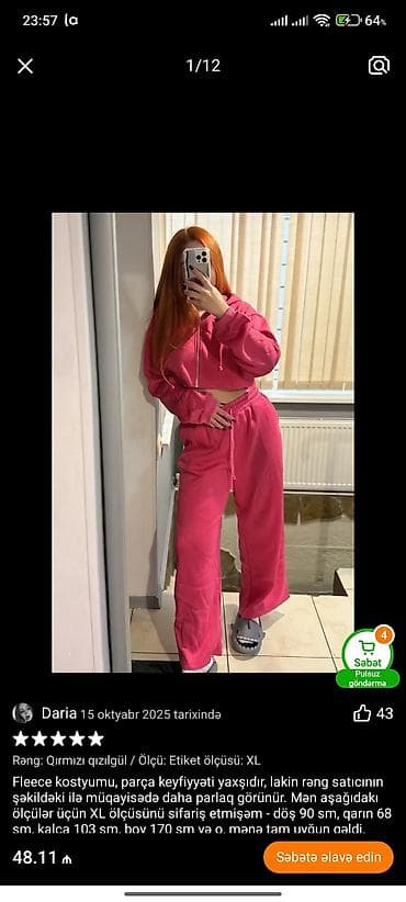 Fleece iki hissəli kostyum – kapüşonlu qısa svitşört və iplə lalafo.az -da Fleece iki hissəli kostyum – kapüşonlu qısa svitşört və iplə