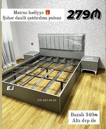 Geniş başlıqlı, müasir dizaynlı iki nəfərlik çarpayı dəsti. Rəng: boz lalafo.az -da Geniş başlıqlı, müasir dizaynlı iki nəfərlik çarpayı dəsti. Rəng: boz