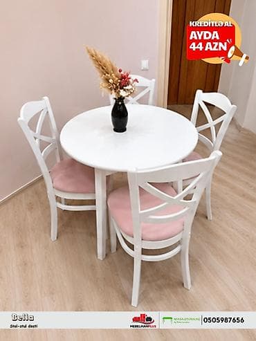 Для кухни, Новый, Нераскладной, Круглый стол, 4 стула at lalafo.az Для кухни, Новый, Нераскладной, Круглый стол, 4 стула
