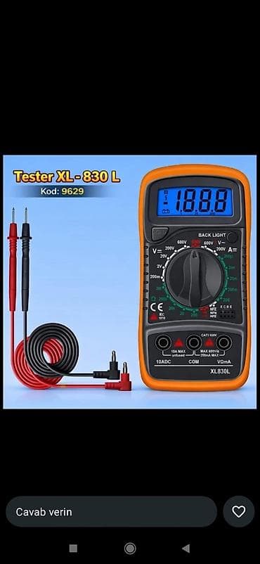 Tester XL-830L (Kod: 9629) Rəqəmsal multimetr – geniş funksiyalı ölçü lalafo.az -da Tester XL-830L (Kod: 9629) Rəqəmsal multimetr – geniş funksiyalı ölçü