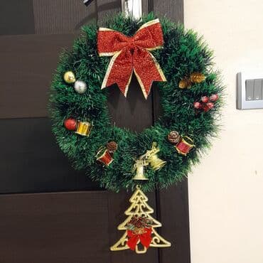 Yeni il/Zövqlü Milad qapı bəzəyi – dekorativ çələng - Material: sıx lalafo.az -da Yeni il/Zövqlü Milad qapı bəzəyi – dekorativ çələng - Material: sıx