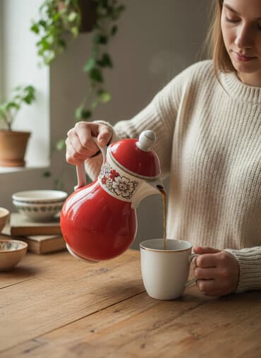 Qəhvə dəsti, rəng - Qırmızı lalafo.az -da Qəhvə dəsti, rəng - Qırmızı