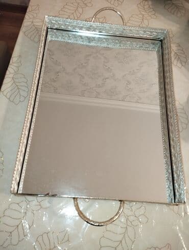 Сушилки: Gümüşü rəngdə, güzgü səthli dəbdəbəli servis sini/tray - Material at lalafo.az — 1 Сушилки: Gümüşü rəngdə, güzgü səthli dəbdəbəli servis sini/tray - Material — 1