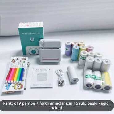 Portativ Mini Termal Printer Seti – C19 + 15 rulon müxtəlif məqsədli lalafo.az -da Portativ Mini Termal Printer Seti – C19 + 15 rulon müxtəlif məqsədli