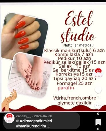 Manikür, Dırnaq qaynağı, Tipsi, Korreksiya, Salonda lalafo.az -da Manikür, Dırnaq qaynağı, Tipsi, Korreksiya, Salonda