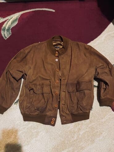 Qəhvəyi dəri kişilər üçün bomber üslublu gödəkçə - Material: təbii lalafo.az -da Qəhvəyi dəri kişilər üçün bomber üslublu gödəkçə - Material: təbii