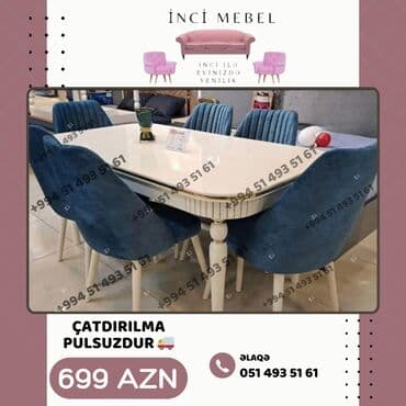 Qonaq otağı üçün, Yeni, Açılan, Dördbucaq masa, 6 stul lalafo.az -da Qonaq otağı üçün, Yeni, Açılan, Dördbucaq masa, 6 stul
