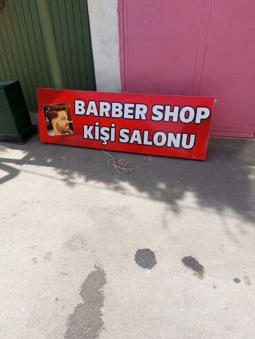 Barber Shop kişi salonu üçün reklam lövhəsi - Qırmızı fonlu, iri ağ lalafo.az -da Barber Shop kişi salonu üçün reklam lövhəsi - Qırmızı fonlu, iri ağ