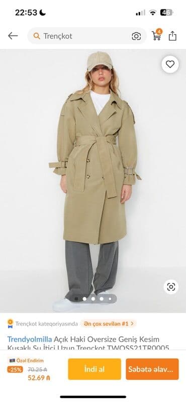 Plaş, Trendyolmilla, rəng - Bej lalafo.az -da Plaş, Trendyolmilla, rəng - Bej