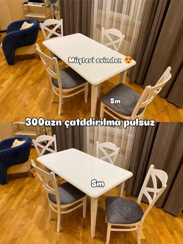 Mətbəx üçün, Yeni, Açılmayan, Dördbucaq masa, 4 stul lalafo.az -da Mətbəx üçün, Yeni, Açılmayan, Dördbucaq masa, 4 stul