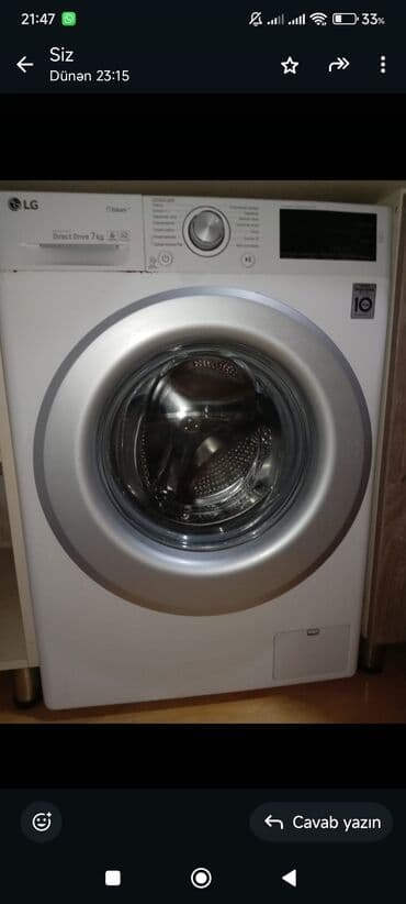 Paltaryuyan maşın LG, 7 kq, Avtomat, Qurutmasız, Kredit yoxdur lalafo.az -da Paltaryuyan maşın LG, 7 kq, Avtomat, Qurutmasız, Kredit yoxdur