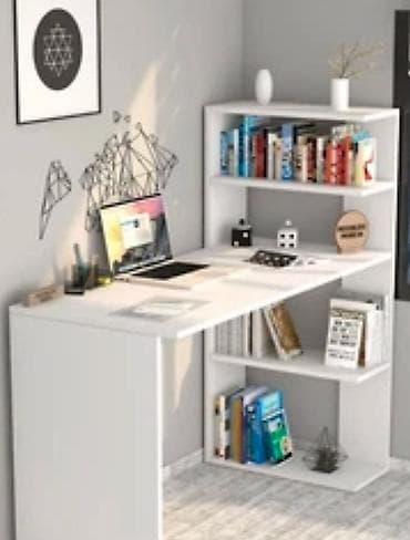 Ağ, 120x50 sm Məhsul: L formalı iş/oxu masası və kitab rəfi at lalafo.az Ağ, 120x50 sm Məhsul: L formalı iş/oxu masası və kitab rəfi