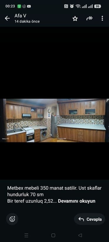 Metbex mebeli 350 manat satilir. Ust skaflar hundurluk 70 sm Bir teref lalafo.az -da Metbex mebeli 350 manat satilir. Ust skaflar hundurluk 70 sm Bir teref