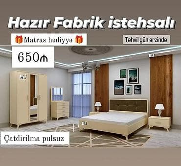 Двуспальная кровать, 2 тумбы at lalafo.az Двуспальная кровать, 2 тумбы