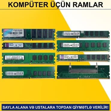Kompüter üçün Ramlar (DDR2/DDR3/DDR4) SAYLA ALANA VƏ USTALARA TOPDAN lalafo.az -da Kompüter üçün Ramlar (DDR2/DDR3/DDR4) SAYLA ALANA VƏ USTALARA TOPDAN