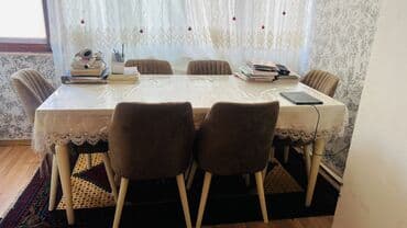 Qonaq otağı üçün, İşlənmiş, Açılan, Dördbucaq masa, 6 stul lalafo.az -da Qonaq otağı üçün, İşlənmiş, Açılan, Dördbucaq masa, 6 stul