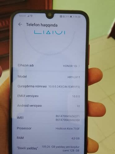 Honor 10i, 128 GB, rəng - Bənövşəyi, Barmaq izi lalafo.az -da Honor 10i, 128 GB, rəng - Bənövşəyi, Barmaq izi