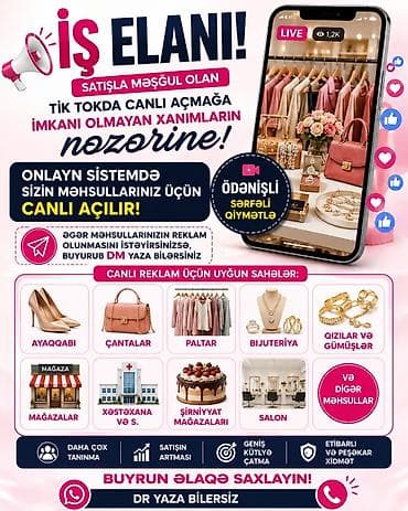 Xidmət: TikTok-da məhsullar üçün ödənişli canlı yayım və reklam lalafo.az -da Xidmət: TikTok-da məhsullar üçün ödənişli canlı yayım və reklam
