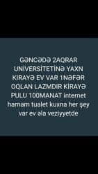 Gəncədə 2Dənə Aqrar Universitetinə yaxın kirayə evdə 1 nəfər oğlan lalafo.az -da Gəncədə 2Dənə Aqrar Universitetinə yaxın kirayə evdə 1 nəfər oğlan