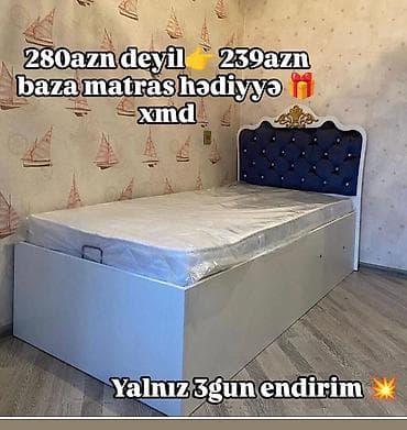 Tək nəfərlik yataq dəsti – baza + başlıq + matras hədiyyə - Rəng: ağ lalafo.az -da Tək nəfərlik yataq dəsti – baza + başlıq + matras hədiyyə - Rəng: ağ