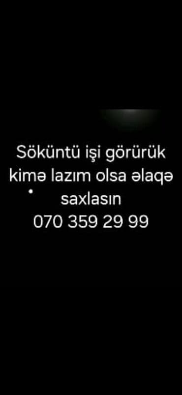 Söküntü xidməti - Mənzil, ofis və qeyri-yaşayış sahələrində söküntü lalafo.az -da Söküntü xidməti - Mənzil, ofis və qeyri-yaşayış sahələrində söküntü