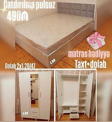 Taxt + dolab dəsti - Rəng: İstənilən rəngə sifarişlə - Qiymət: 490₼ - lalafo.az -da — 1 Taxt + dolab dəsti - Rəng: İstənilən rəngə sifarişlə - Qiymət: 490₼ - — 1