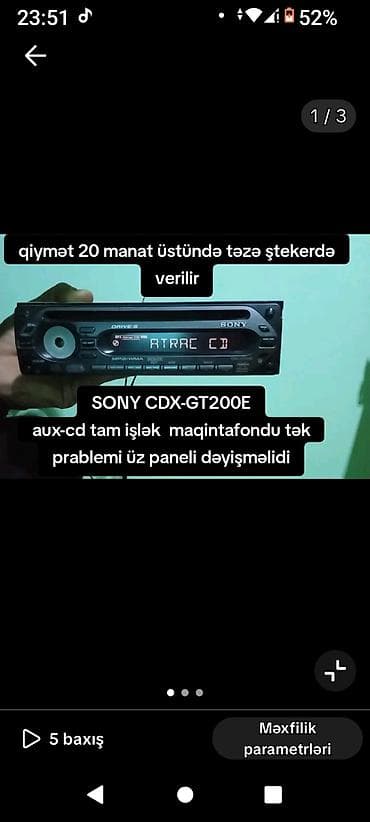 Maqnitol, Sony, AUX lalafo.az -da Maqnitol, Sony, AUX