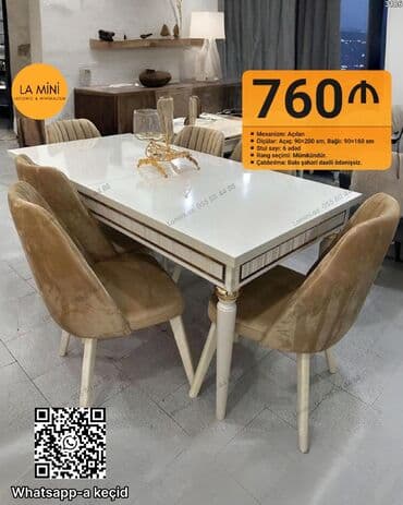 Qonaq otağı üçün, Açılan, Dördbucaq masa, 6 stul lalafo.az -da Qonaq otağı üçün, Açılan, Dördbucaq masa, 6 stul