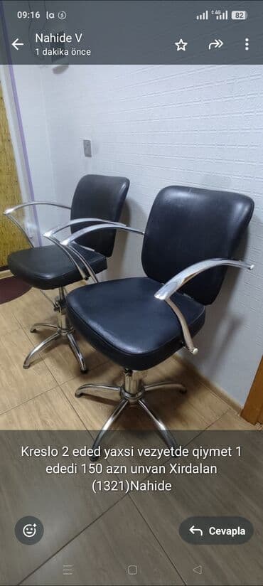Kreslo 2 eded yaxsi vezyetde qiymet 1 ededi 150 azn unvan Xirdalan lalafo.az -da Kreslo 2 eded yaxsi vezyetde qiymet 1 ededi 150 azn unvan Xirdalan