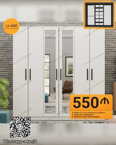 Açılan, 6 qapı Düz dolab, Qarderob, paltar dolabı lalafo.az -da Açılan, 6 qapı Düz dolab, Qarderob, paltar dolabı