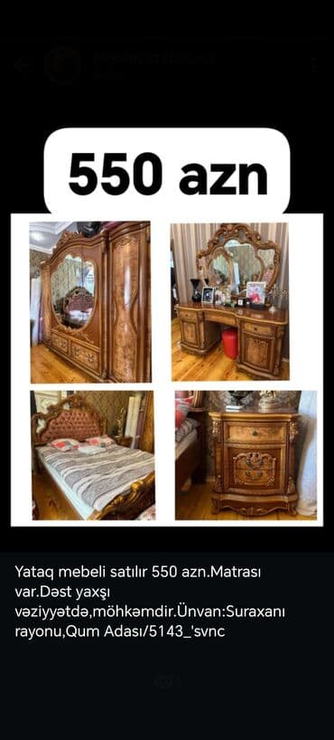 Yataq mebeli satılır 550 azn.Matrası var.Dəst yaxşı lalafo.az -da Yataq mebeli satılır 550 azn.Matrası var.Dəst yaxşı