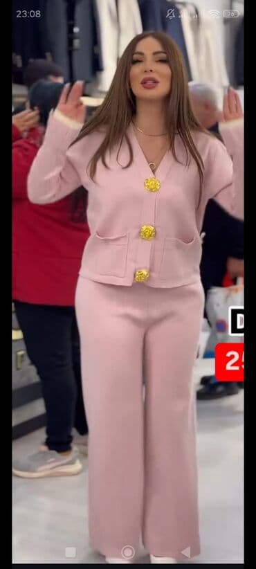 Zərif pudra-çəhrayı rəngdə qadın kostyumu – kardiqan və şalvar dəsti lalafo.az -da Zərif pudra-çəhrayı rəngdə qadın kostyumu – kardiqan və şalvar dəsti