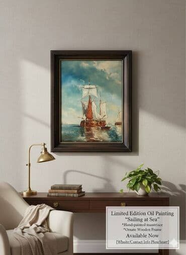 Коллекционная картина маслом «Парусник в море» в массивной раме Текст lalafo.az -da Коллекционная картина маслом «Парусник в море» в массивной раме Текст
