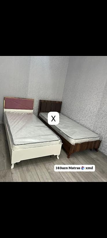 Tək nəfərlik çarpayı + matras dəsti - İki model: ağ korpuslu, çəhrayı lalafo.az -da Tək nəfərlik çarpayı + matras dəsti - İki model: ağ korpuslu, çəhrayı