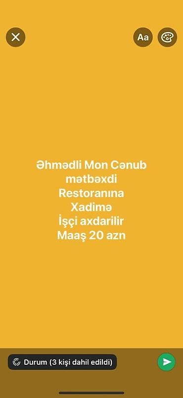 Xadimə tələb olunur lalafo.az -da Xadimə tələb olunur
