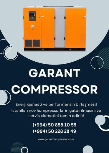 Bütün növ hava kompressorlar üçün rəsmi serviz xidməti.Biz Garant lalafo.az -da Bütün növ hava kompressorlar üçün rəsmi serviz xidməti.Biz Garant