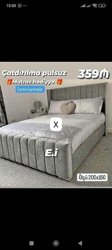 Mebel dəsti – yumşaq parça ilə üzlənmiş, zolaqlı dizaynlı başlıq və lalafo.az -da Mebel dəsti – yumşaq parça ilə üzlənmiş, zolaqlı dizaynlı başlıq və