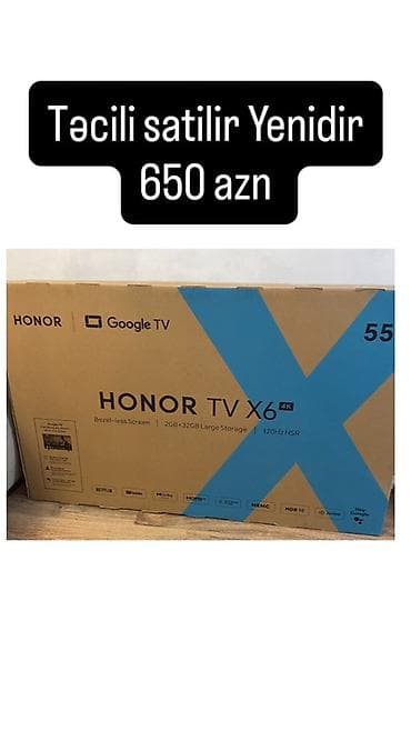 HONOR TV X6 (L55X6UA) – 55” 4K Google TV * Brend: HONOR * Model: TV lalafo.az -da HONOR TV X6 (L55X6UA) – 55” 4K Google TV * Brend: HONOR * Model: TV