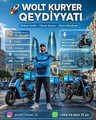 Moto-kuryer tələb olunur, Gündəlik ödəniş, Təcrübəsiz lalafo.az -da Moto-kuryer tələb olunur, Gündəlik ödəniş, Təcrübəsiz