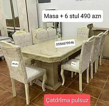 Qonaq otağı üçün, Yeni, Açılmayan, Dördbucaq masa, 6 stul lalafo.az -da Qonaq otağı üçün, Yeni, Açılmayan, Dördbucaq masa, 6 stul
