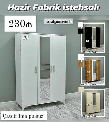 - Hazır fabrik istehsalı 3 qapılı dolab - Qiymət: 230₼ - Təhvil: gün lalafo.az -da - Hazır fabrik istehsalı 3 qapılı dolab - Qiymət: 230₼ - Təhvil: gün