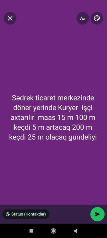 Piyada kuryer tələb olunur, Gündəlik ödəniş lalafo.az -da Piyada kuryer tələb olunur, Gündəlik ödəniş