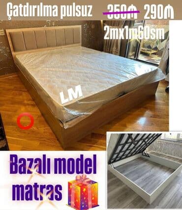 Bazalı yataq dəsti – ölçü: 2 m x 1,60 m • Qaldırılan baza sistemi lalafo.az -da Bazalı yataq dəsti – ölçü: 2 m x 1,60 m • Qaldırılan baza sistemi